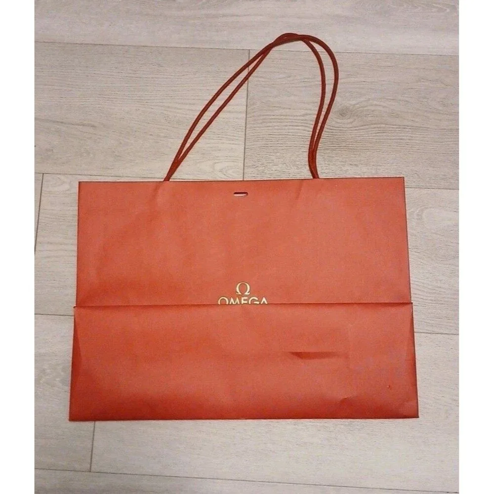 Omega Watch Genuine Retail Paper Shopping Bag Large Used 20½ x 14½ Red